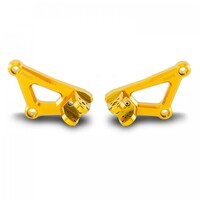 YELLOW ANODISED ERGAL FRONT FOOTREST SUPPORTS FOR TORNADO NAKED T 125 BENELLI-Benelli